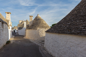 Fototapeta na wymiar Alberobello, street with trulli house