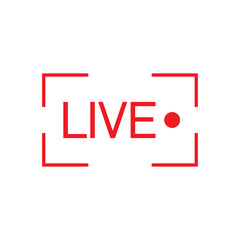 Live streaming flat vector icon. Red design element for news,radio,TV or online broadcasting isolated on white background.