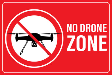 Copter launch forbidden - no air drone allowed sign, quadrocopter flight banned. No drone zone