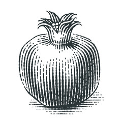 Pomegranate. Hand drawn engraving style illustrations.