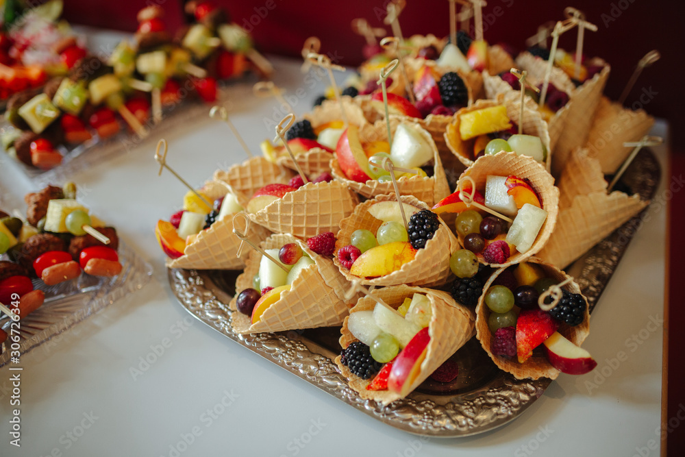 Wall mural desserts at a wedding