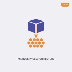 2 color Microservice architecture concept vector icon. isolated two color Microservice architecture vector sign symbol designed with blue and orange colors can be use for web, mobile and logo. eps 10.