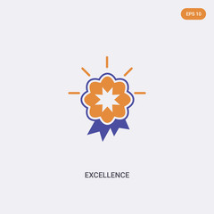2 color excellence concept vector icon. isolated two color excellence vector sign symbol designed with blue and orange colors can be use for web, mobile and logo. eps 10.