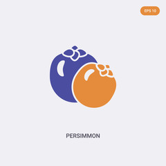 2 color Persimmon concept vector icon. isolated two color Persimmon vector sign symbol designed with blue and orange colors can be use for web, mobile and logo. eps 10.