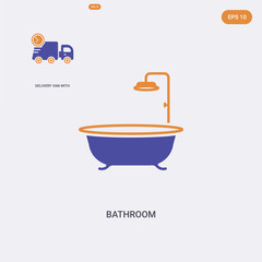 2 color bathroom concept vector icon. isolated two color bathroom vector sign symbol designed with blue and orange colors can be use for web, mobile and logo. eps 10.