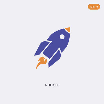 2 color Rocket concept vector icon. isolated two color Rocket vector sign symbol designed with blue and orange colors can be use for web, mobile and logo. eps 10.