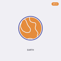2 color Earth concept vector icon. isolated two color Earth vector sign symbol designed with blue and orange colors can be use for web, mobile and logo. eps 10.