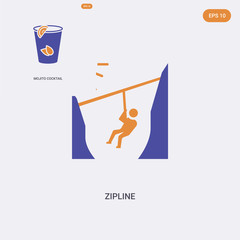 2 color Zipline concept vector icon. isolated two color Zipline vector sign symbol designed with blue and orange colors can be use for web, mobile and logo. eps 10.