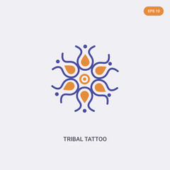 2 color tribal tattoo concept vector icon. isolated two color tribal tattoo vector sign symbol designed with blue and orange colors can be use for web, mobile and logo. eps 10.