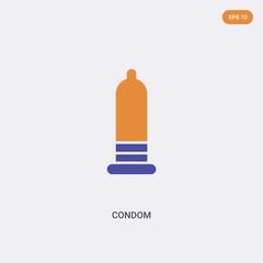 2 color Condom concept vector icon. isolated two color Condom vector sign symbol designed with blue and orange colors can be use for web, mobile and logo. eps 10.