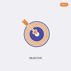 2 color objective concept vector icon. isolated two color objective vector sign symbol designed with blue and orange colors can be use for web, mobile and logo. eps 10.