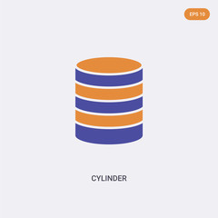 2 color cylinder concept vector icon. isolated two color cylinder vector sign symbol designed with blue and orange colors can be use for web, mobile and logo. eps 10.