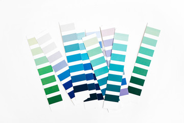 Fashion Color trend. Color swatch. Blue and green sample colors. Forecast of the future popular colors.