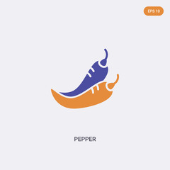 2 color Pepper concept vector icon. isolated two color Pepper vector sign symbol designed with blue and orange colors can be use for web, mobile and logo. eps 10.