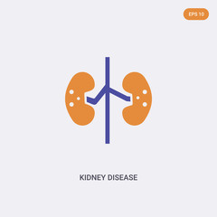 2 color Kidney Disease concept vector icon. isolated two color Kidney Disease vector sign symbol designed with blue and orange colors can be use for web, mobile and logo. eps 10.