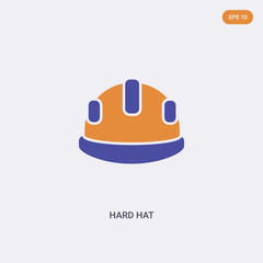 2 color hard hat concept vector icon. isolated two color hard hat vector sign symbol designed with blue and orange colors can be use for web, mobile and logo. eps 10.