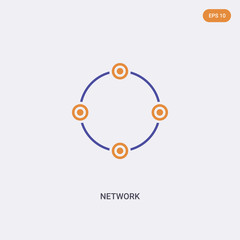 2 color Network concept vector icon. isolated two color Network vector sign symbol designed with blue and orange colors can be use for web, mobile and logo. eps 10.