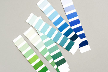 Fashion Color trend. Color swatch. Blue and green sample colors. Forecast of the future popular colors.
