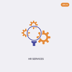 2 color hr services concept vector icon. isolated two color hr services vector sign symbol designed with blue and orange colors can be use for web, mobile and logo. eps 10.