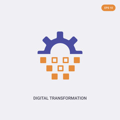 Fototapeta premium 2 color digital transformation concept vector icon. isolated two color digital transformation vector sign symbol designed with blue and orange colors can be use for web, mobile and logo. eps 10.
