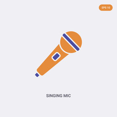2 color Singing mic concept vector icon. isolated two color Singing mic vector sign symbol designed with blue and orange colors can be use for web, mobile and logo. eps 10.