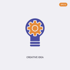 2 color Creative idea concept vector icon. isolated two color Creative idea vector sign symbol designed with blue and orange colors can be use for web, mobile and logo. eps 10.