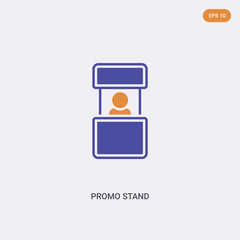 2 color Promo stand concept vector icon. isolated two color Promo stand vector sign symbol designed with blue and orange colors can be use for web, mobile and logo. eps 10.
