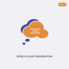 2 color Speech cloud conversation concept vector icon. isolated two color Speech cloud conversation vector sign symbol designed with blue and orange colors can be use for web, mobile and logo. eps 10.