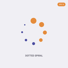 2 color dotted spiral concept vector icon. isolated two color dotted spiral vector sign symbol designed with blue and orange colors can be use for web, mobile and logo. eps 10.