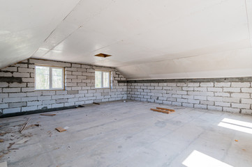 Russia, Moscow- July 25, 2019: interior room apartment. rough repair for self-finishing. interior decoration, bare walls of the room, stage of construction