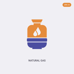 2 color natural gas concept vector icon. isolated two color natural gas vector sign symbol designed with blue and orange colors can be use for web, mobile and logo. eps 10.