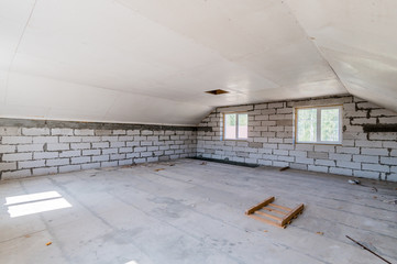 Russia, Moscow- July 25, 2019: interior room apartment. rough repair for self-finishing. interior decoration, bare walls of the room, stage of construction