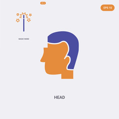 2 color Head concept vector icon. isolated two color Head vector sign symbol designed with blue and orange colors can be use for web, mobile and logo. eps 10.