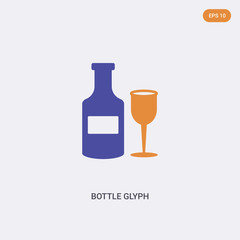 2 color bottle glyph concept vector icon. isolated two color bottle glyph vector sign symbol designed with blue and orange colors can be use for web, mobile and logo. eps 10.