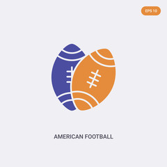2 color American football concept vector icon. isolated two color American football vector sign symbol designed with blue and orange colors can be use for web, mobile and logo. eps 10.