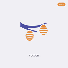 2 color Cocoon concept vector icon. isolated two color Cocoon vector sign symbol designed with blue and orange colors can be use for web, mobile and logo. eps 10.