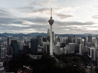 Aerial shot of Kuala Lumpur city center at morning.