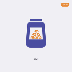2 color jar concept vector icon. isolated two color jar vector sign symbol designed with blue and orange colors can be use for web, mobile and logo. eps 10.