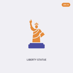 2 color Liberty statue concept vector icon. isolated two color Liberty statue vector sign symbol designed with blue and orange colors can be use for web, mobile and logo. eps 10.