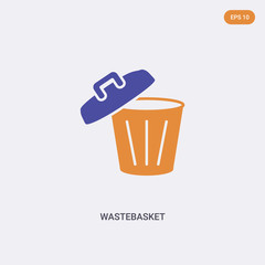 2 color Wastebasket concept vector icon. isolated two color Wastebasket vector sign symbol designed with blue and orange colors can be use for web, mobile and logo. eps 10.