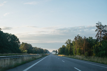 Morning on a highway in Ukraine