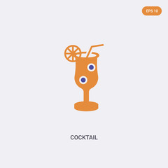 2 color Cocktail concept vector icon. isolated two color Cocktail vector sign symbol designed with blue and orange colors can be use for web, mobile and logo. eps 10.