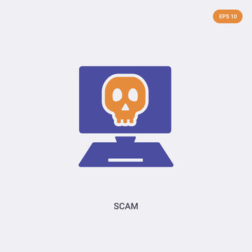 2 color scam concept vector icon. isolated two color scam vector sign symbol designed with blue and orange colors can be use for web, mobile and logo. eps 10.