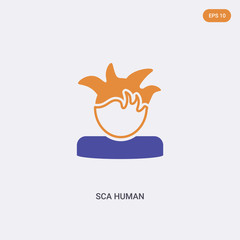 2 color sca human concept vector icon. isolated two color sca human vector sign symbol designed with blue and orange colors can be use for web, mobile and logo. eps 10.