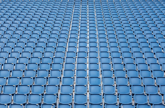 Rows of empty stadium or venue seating