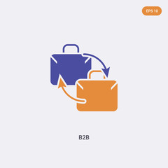 2 color b2b concept vector icon. isolated two color b2b vector sign symbol designed with blue and orange colors can be use for web, mobile and logo. eps 10.