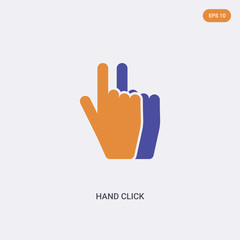 2 color Hand click concept vector icon. isolated two color Hand click vector sign symbol designed with blue and orange colors can be use for web, mobile and logo. eps 10.