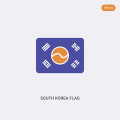 2 color South Korea flag concept vector icon. isolated two color South Korea flag vector sign symbol designed with blue and orange colors can be use for web, mobile and logo. eps 10.