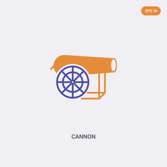 2 color Cannon concept vector icon. isolated two color Cannon vector sign symbol designed with blue and orange colors can be use for web, mobile and logo. eps 10.