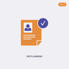 2 color Hr planning concept vector icon. isolated two color Hr planning vector sign symbol designed with blue and orange colors can be use for web, mobile and logo. eps 10.